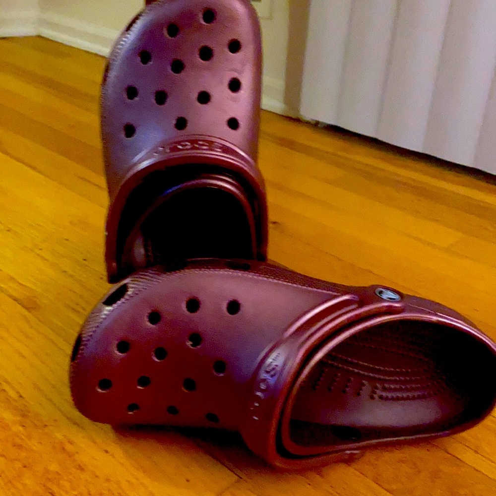 Burgundy Metallic Crocs